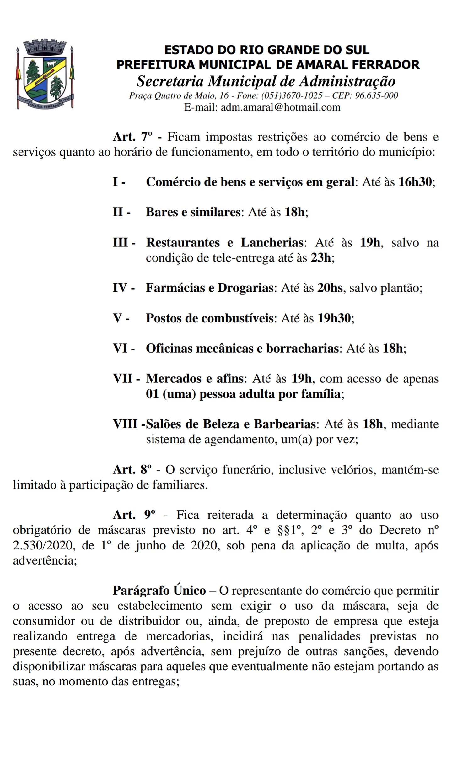 Poder Executivo emite novo Decreto, Notícias